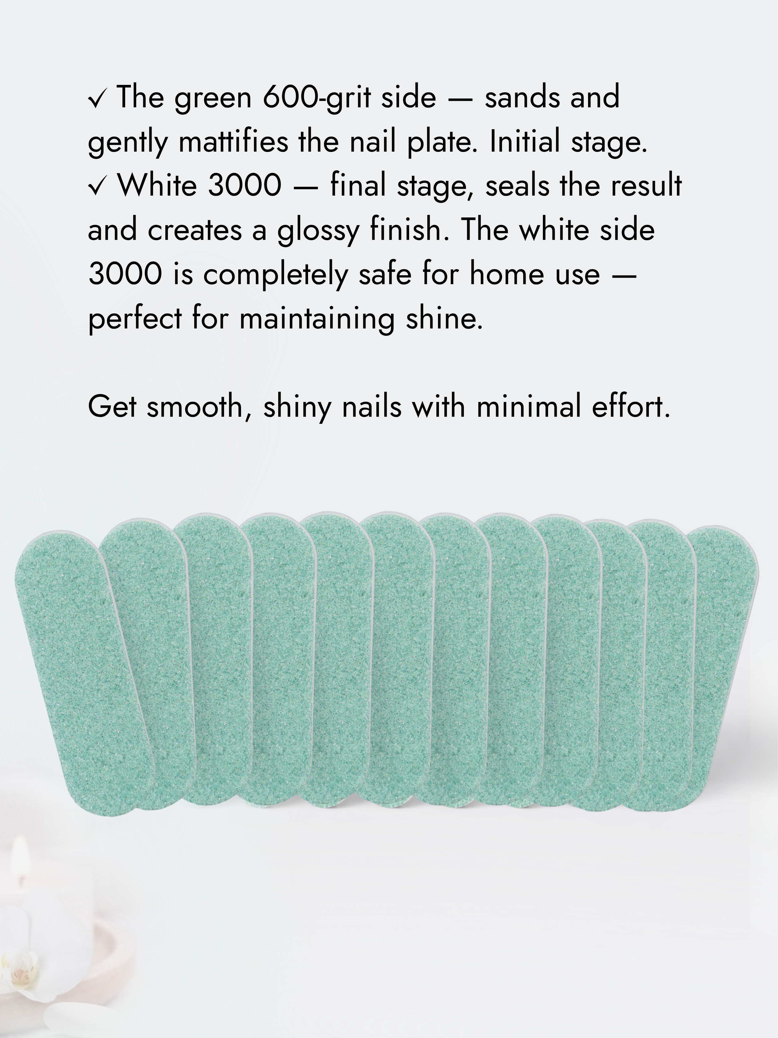 Japanese Manicure Buff Set – 600/3000 Grit for Grinding & Polishing, 6cm - 12 Pack, YaM8