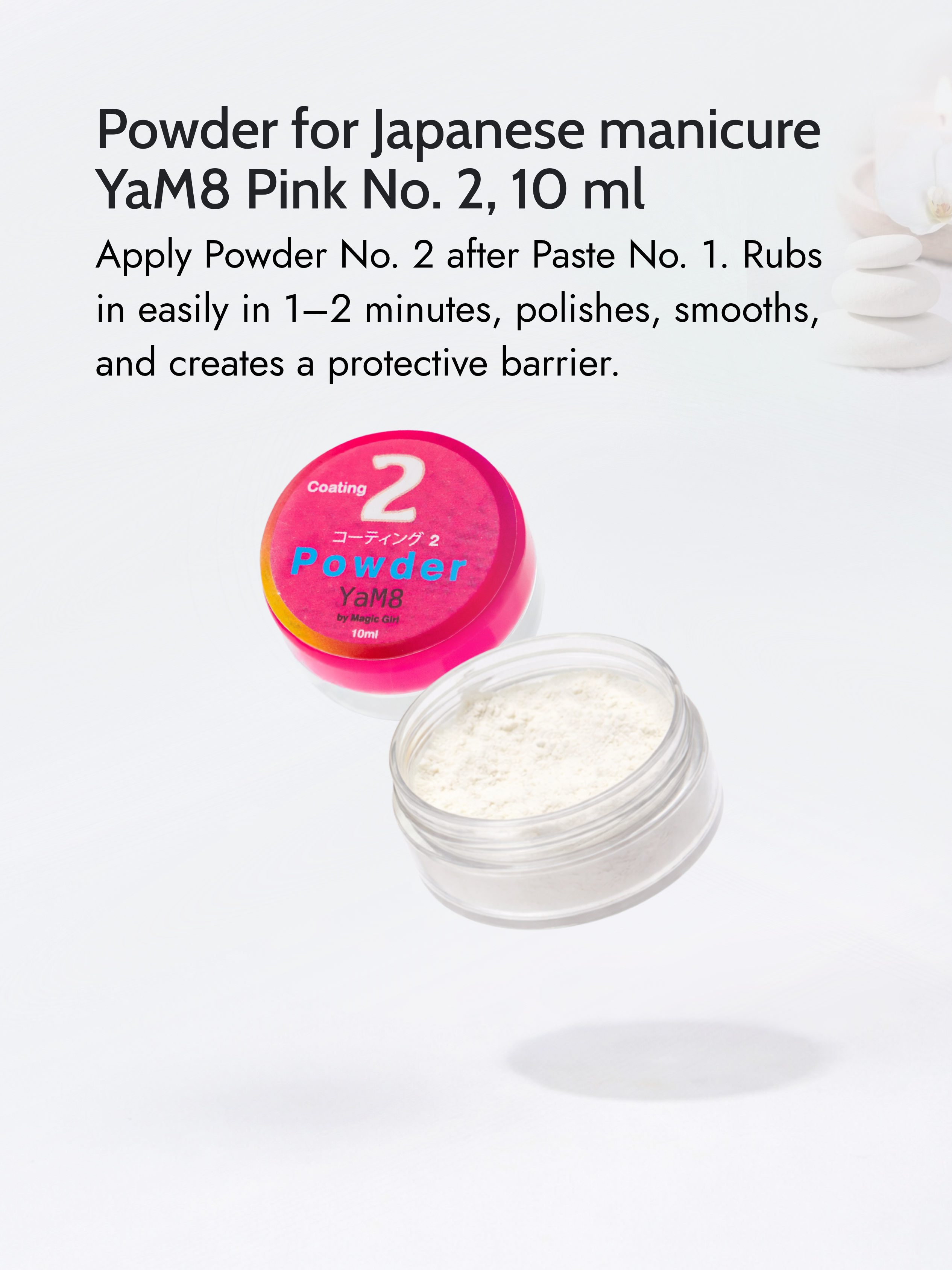 Powder for Japanese manicure YaM8 Pink No. 2, 10 ml