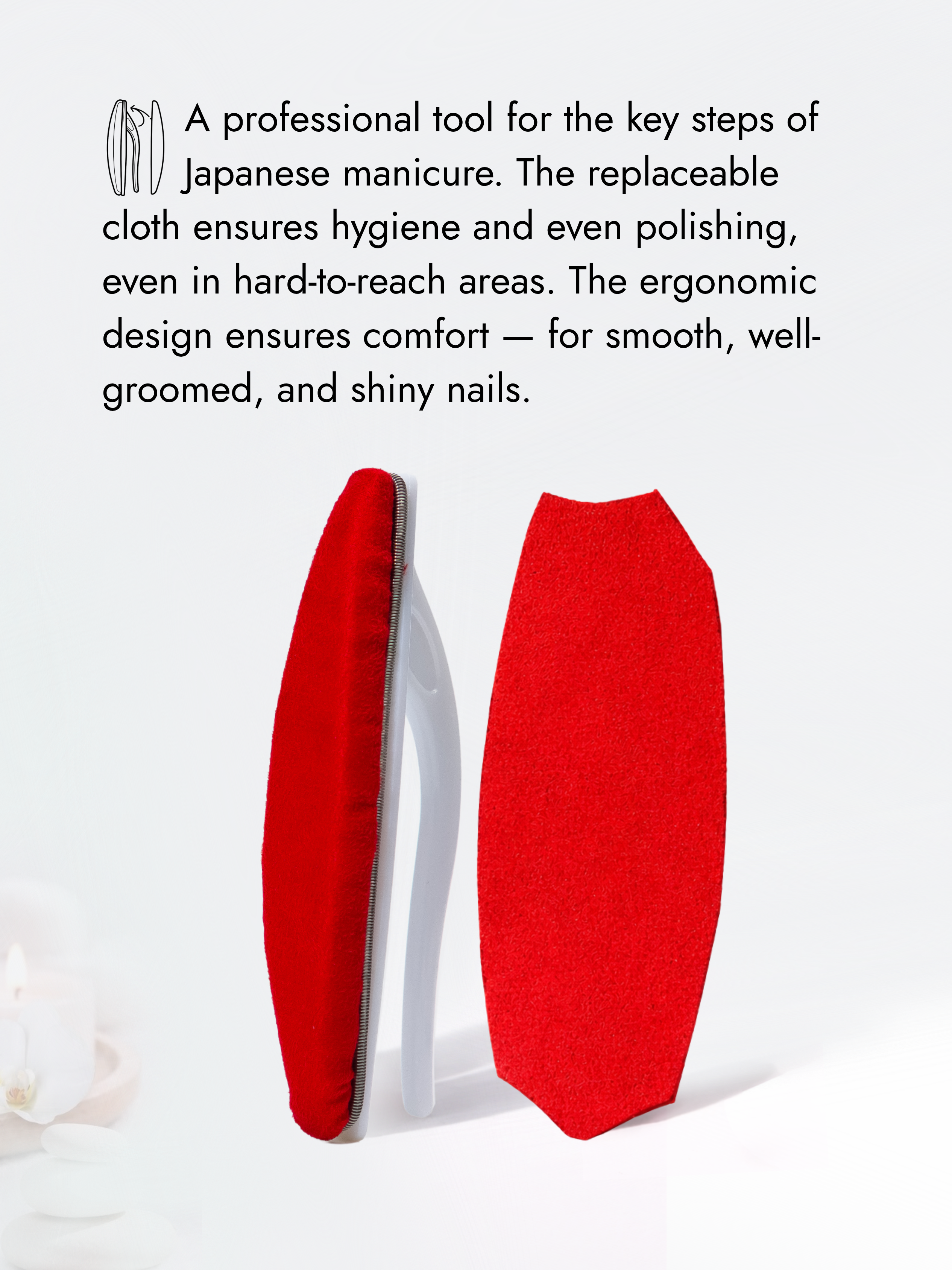 Japanese Manicure Buffer Set – 1 Handle + 1 Red Suede File, YaM8 | Wax &amp; Powder Polish
