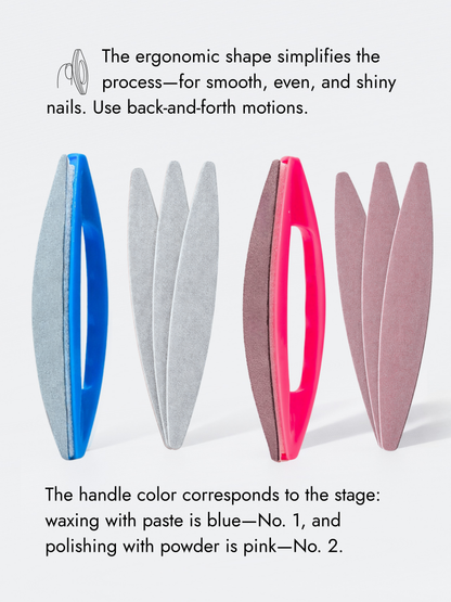 Japanese Manicure Nail Buffer Set – 2 Holders + 6 Refill Pads, YaM8