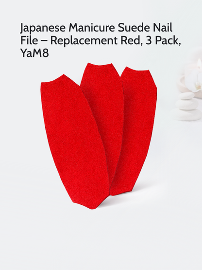 Japanese Manicure Suede Nail File – Replacement Red, 3 Pack, YaM8