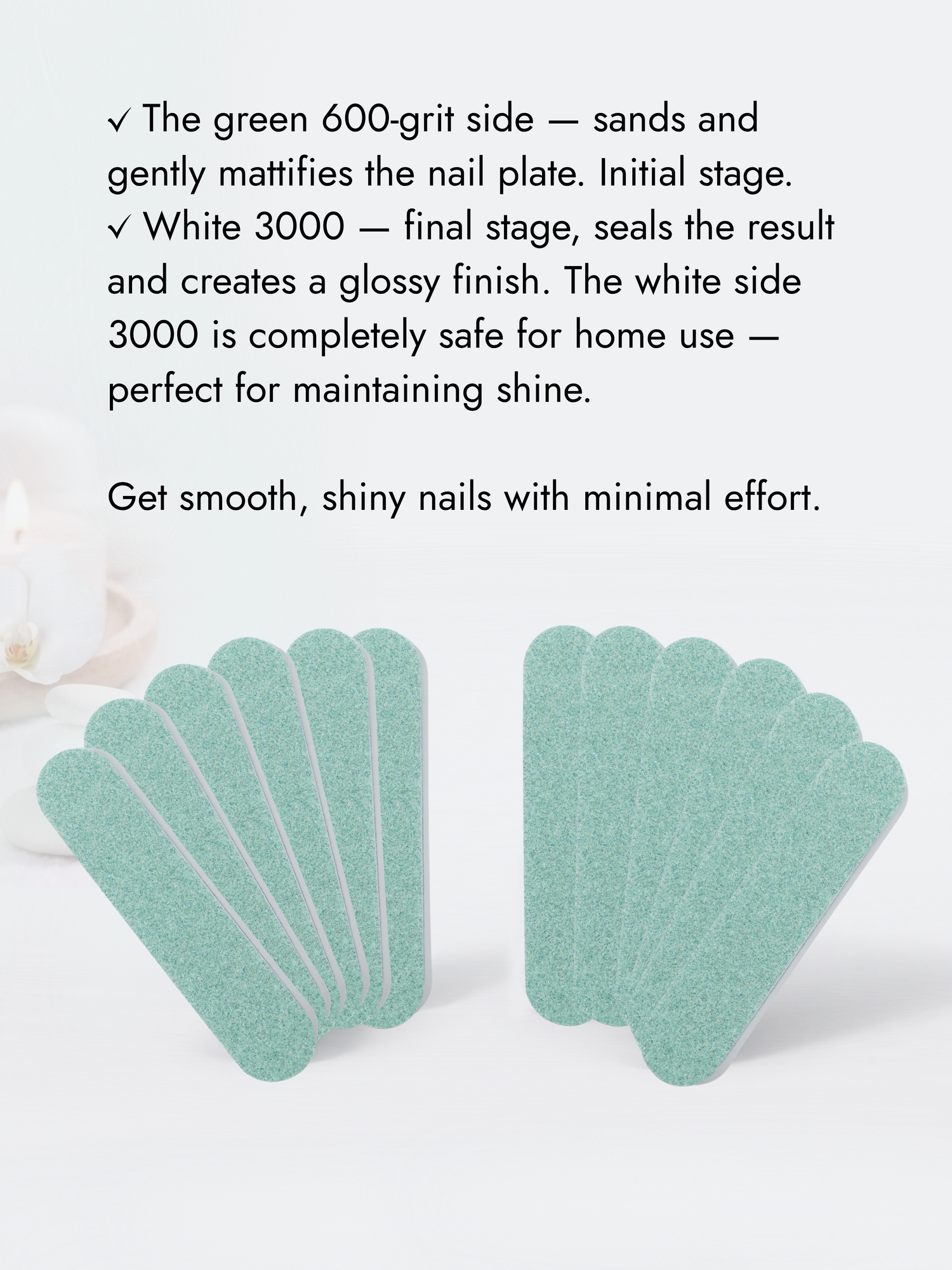 Japanese Manicure Buff Set – 600/3000 Grit for Grinding &amp; Polishing, 9cm - 12 Pack, YaM8
