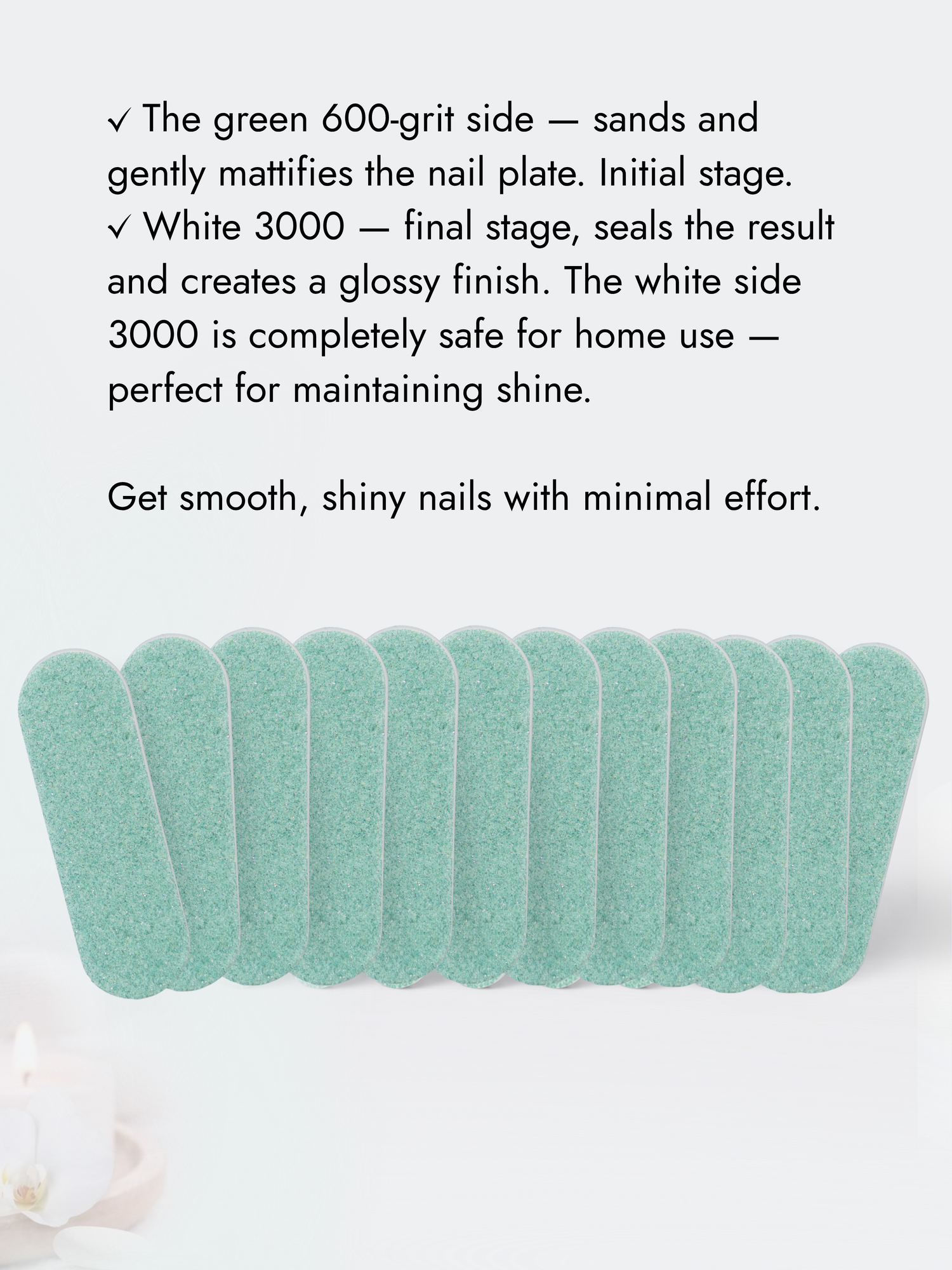 Japanese Manicure Buff Set – 600/3000 Grit for Grinding &amp; Polishing, 6cm - 12 Pack, YaM8