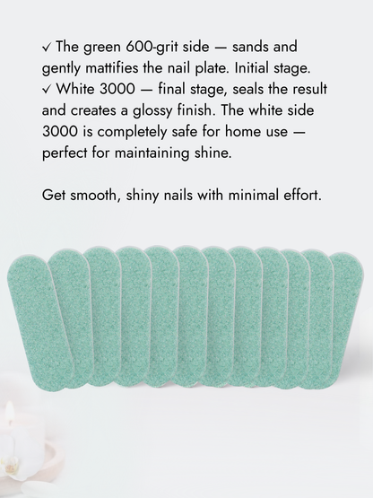 Japanese Manicure Buff Set – 600/3000 Grit for Grinding &amp; Polishing, 6cm - 12 Pack, YaM8
