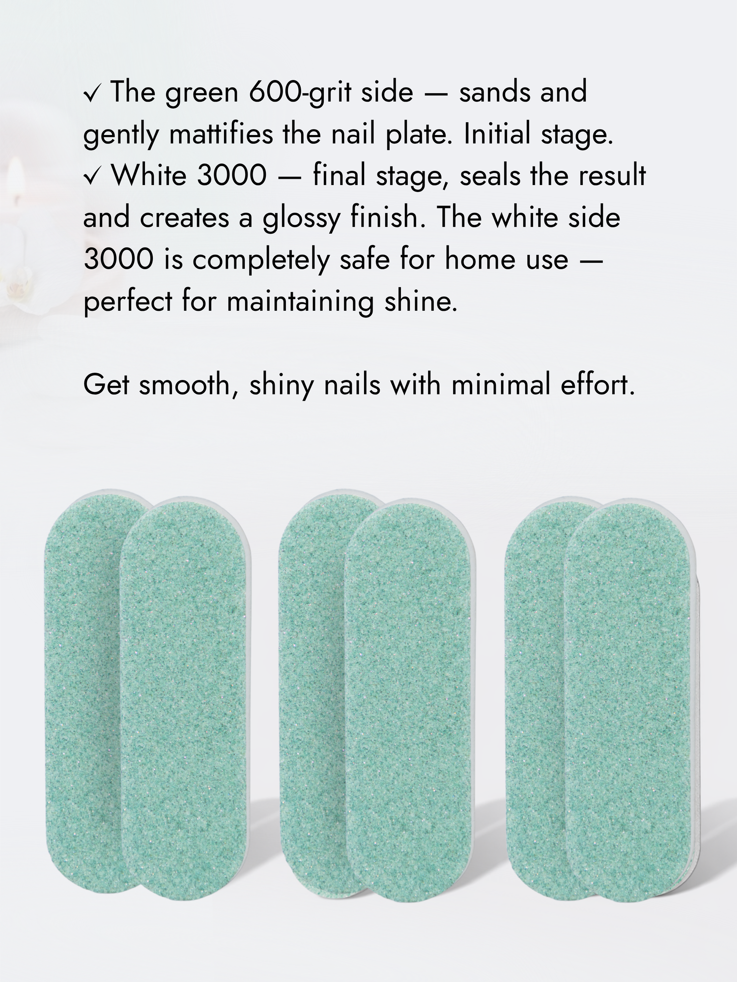 Japanese Manicure Buff Set – 600/3000 Grit for Grinding &amp; Polishing, 6cm - 6 Pack, YaM8