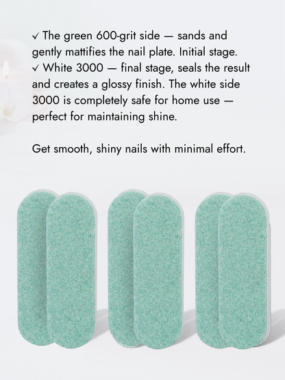 Japanese Manicure Buff Set – 600/3000 Grit for Grinding &amp; Polishing, 6cm - 6 Pack, YaM8
