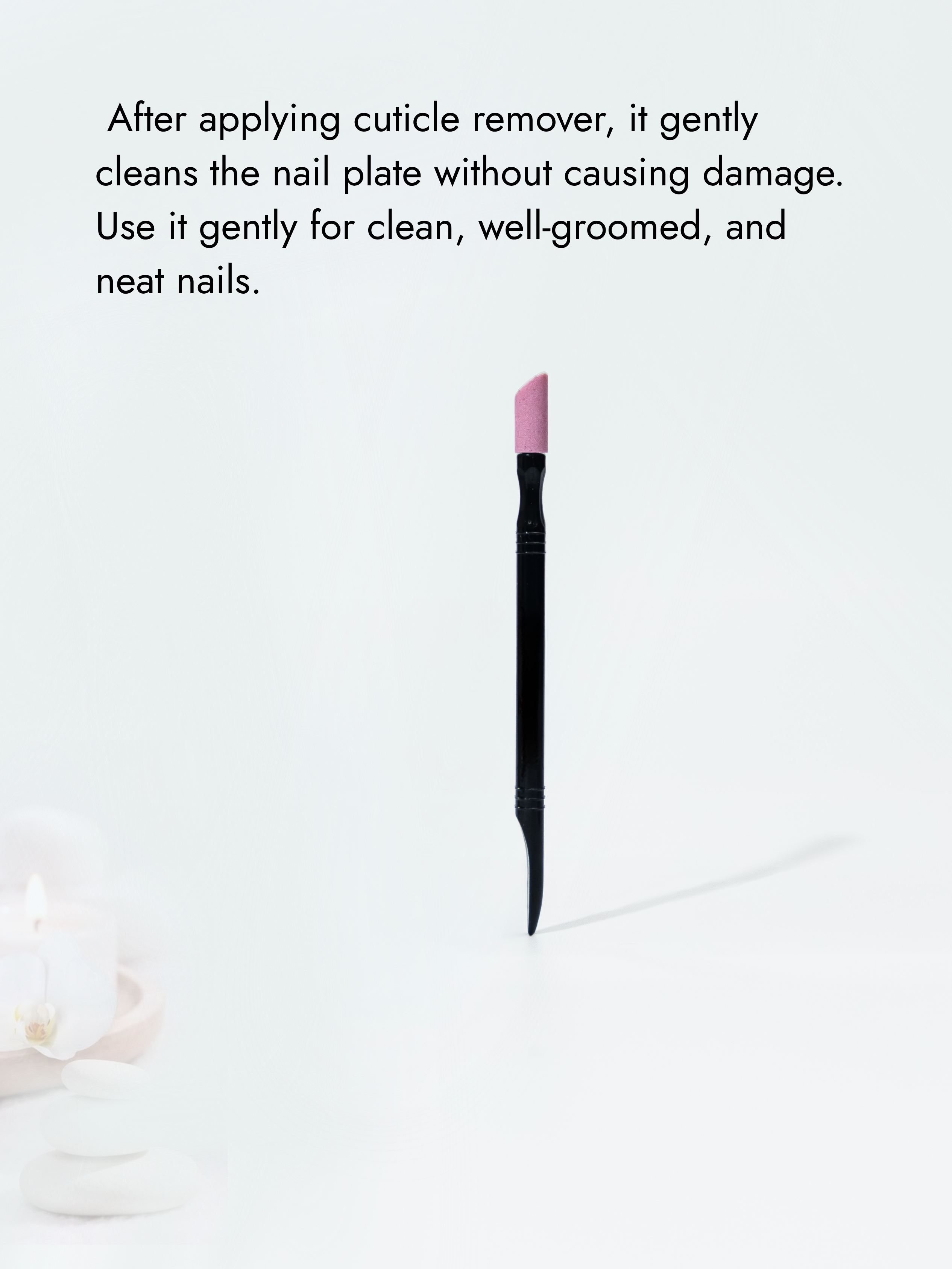 Plastic pusher with pumice stone for uncut manicure