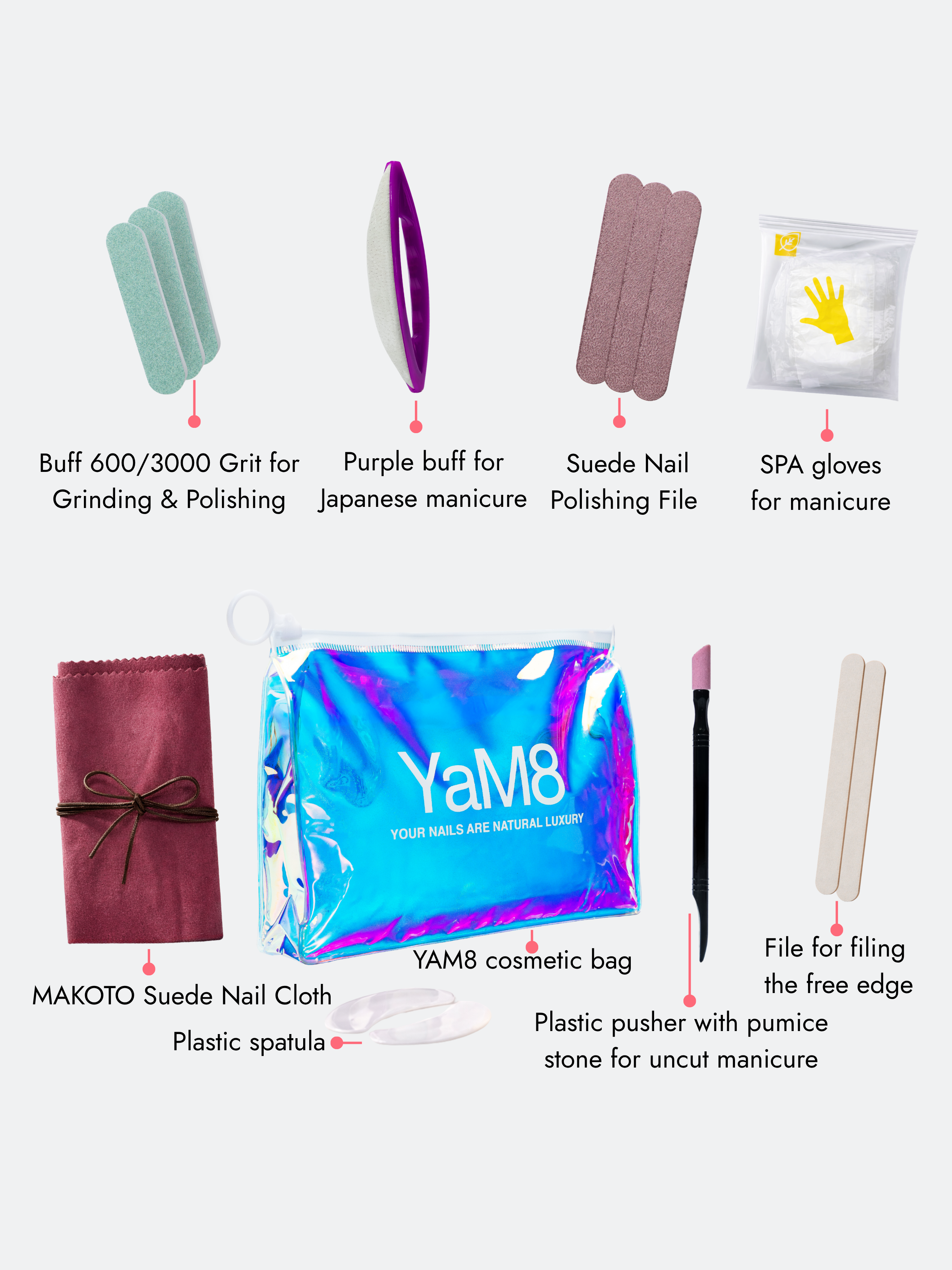 Japanese Manicure Kit Pro Care YaM8  with interchangeable suede nail polishing files 10ml