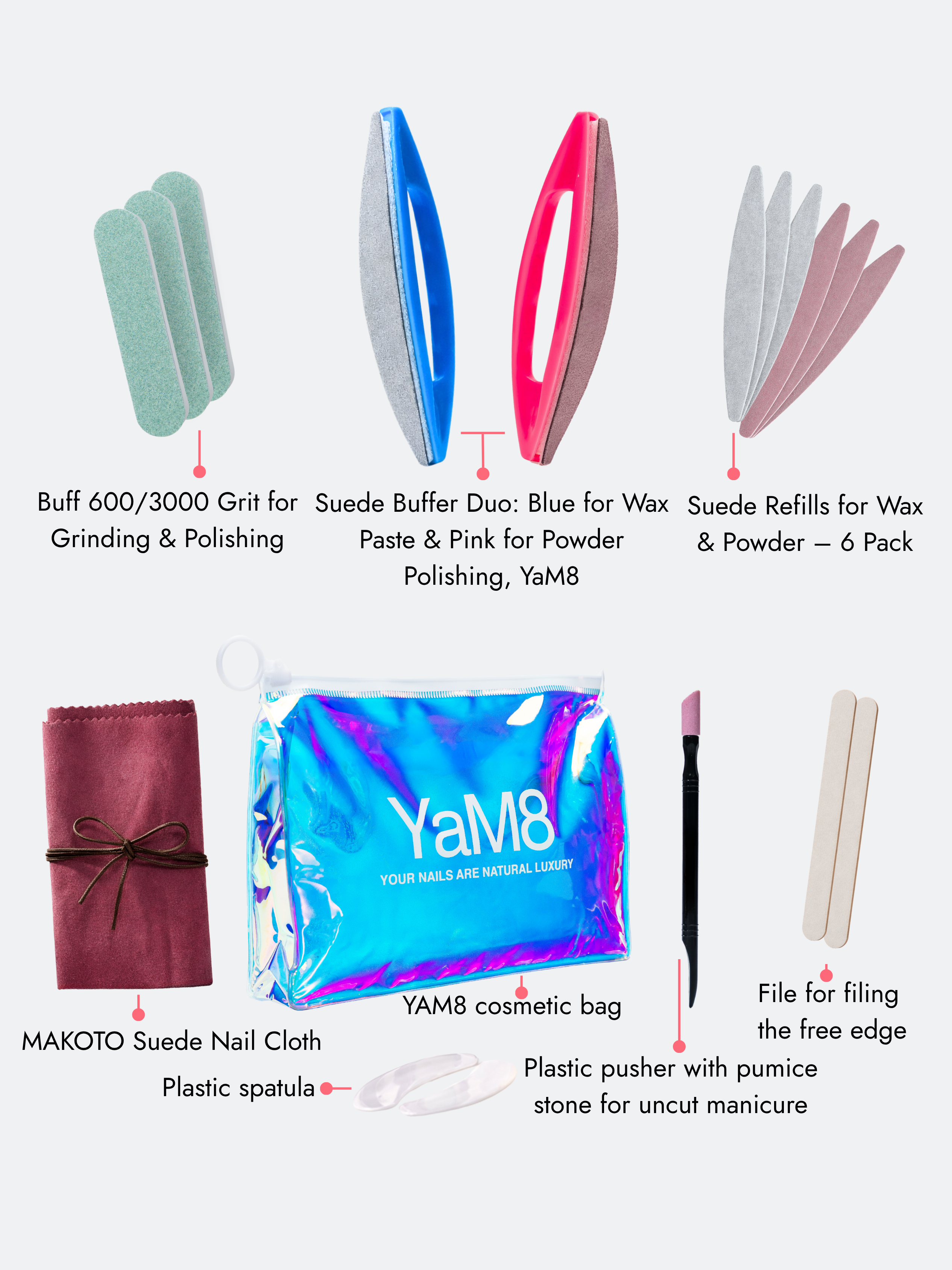 Japanese Manicure Kit Pro Master YaM8  with interchangeable suede files 10ml